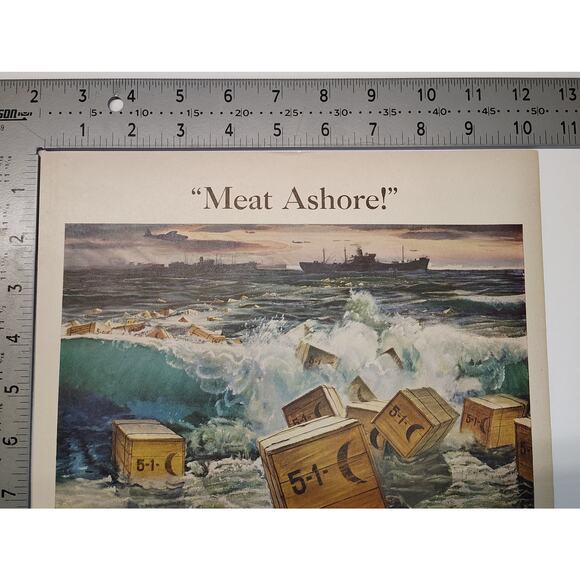 1943 Meat Ashore Print Ad Crates Canned Meat Wartime Food Supply 1940s Ephemera - Picture 5 of 7